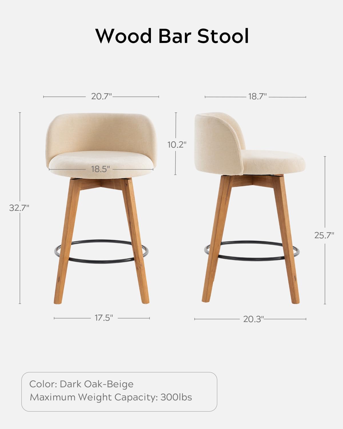 Beige Swivel Chenille Bar Stools