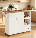 Butcher‑Block Rolling Kitchen Island Cart