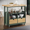 Butcher‑Block Rolling Kitchen Island Cart