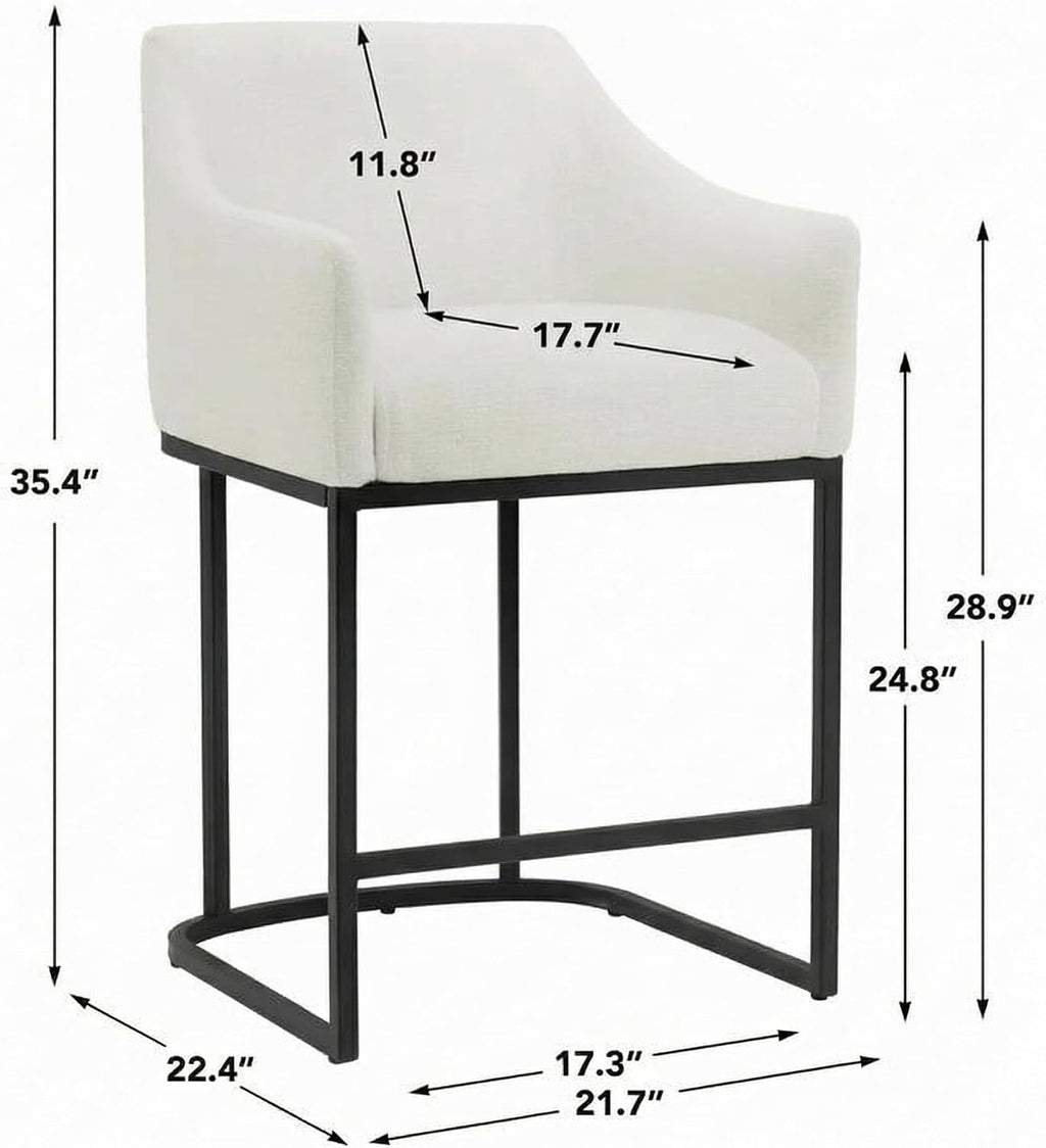 White Fabric Counter Bar Stools