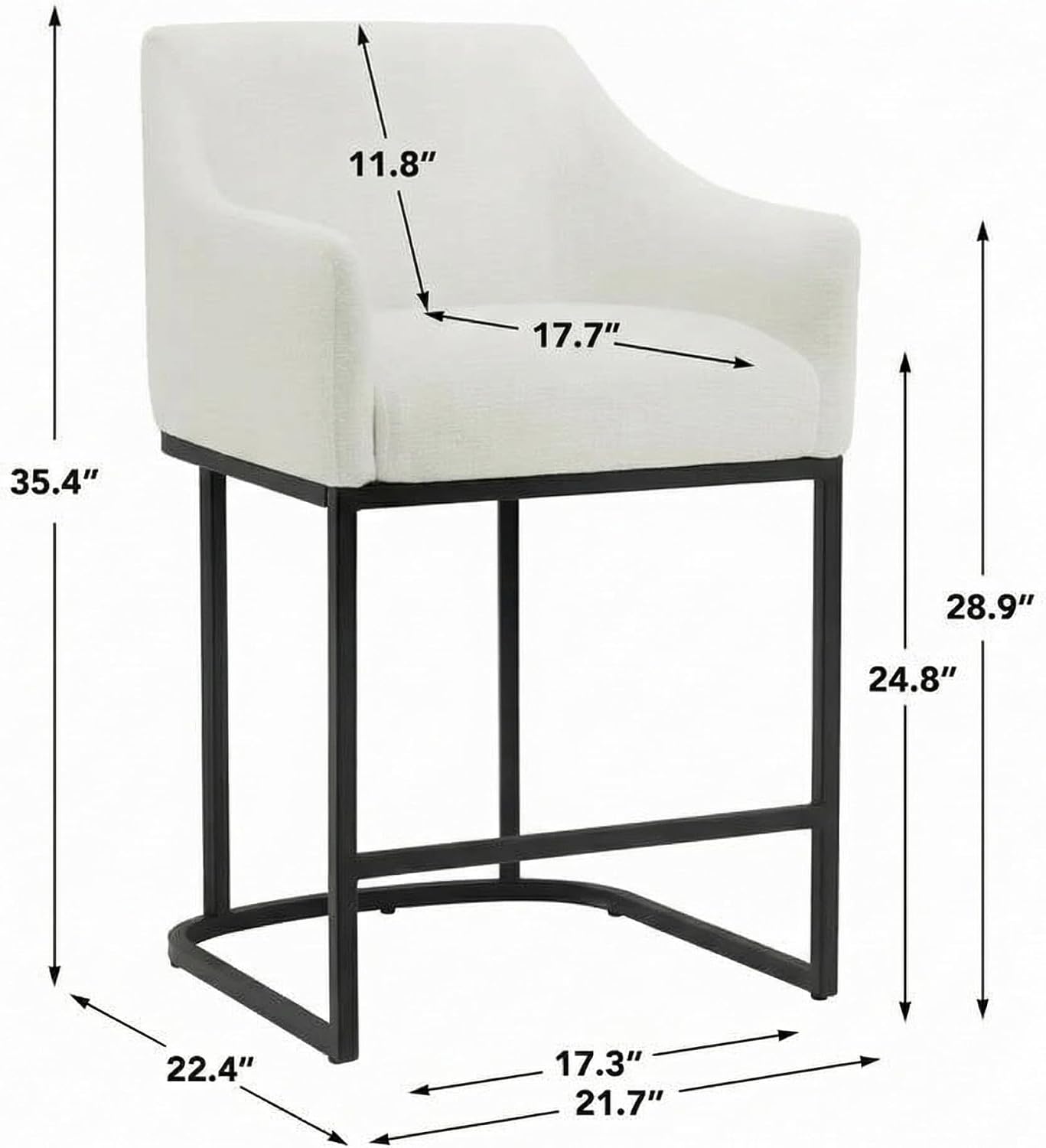 White Fabric Counter Bar Stools
