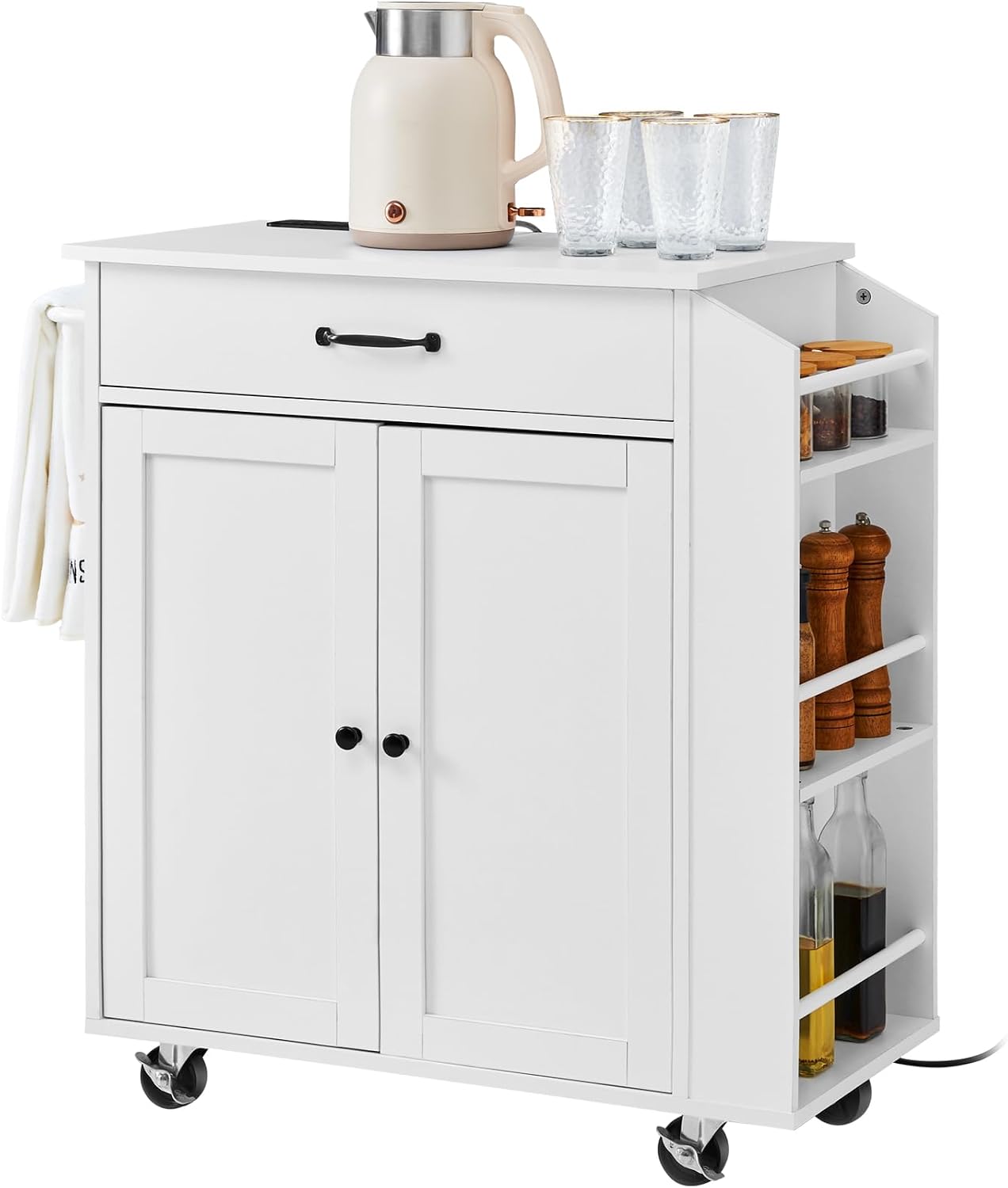 White Rolling Kitchen Island Cart