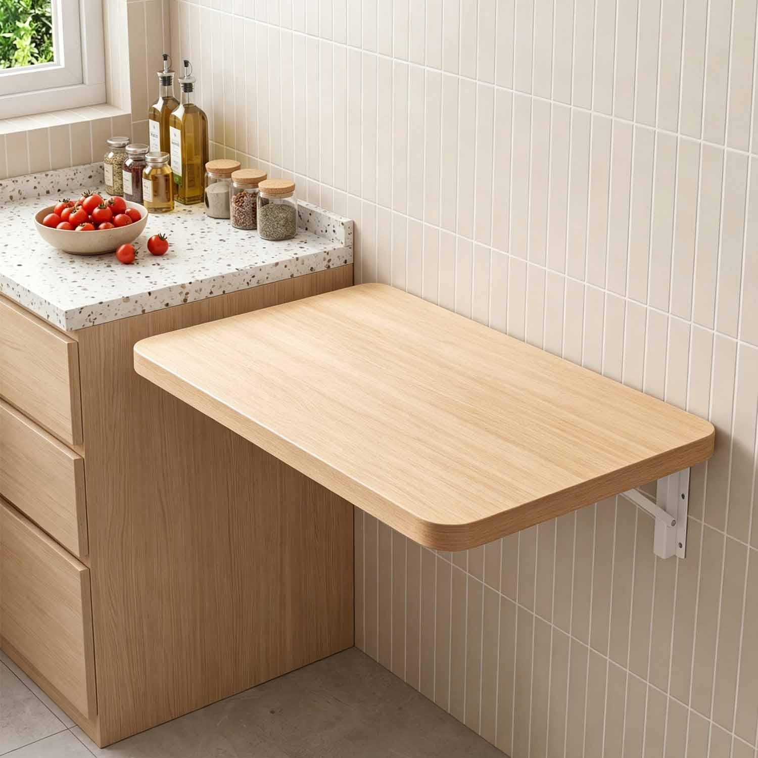 Natural Wall Mounted Folding Table