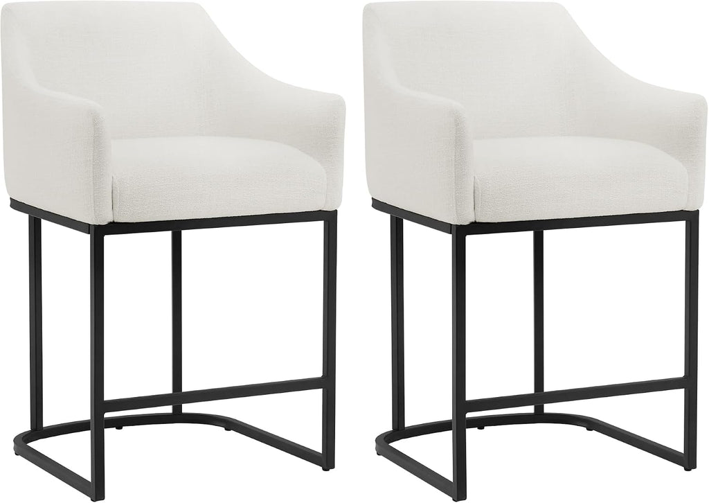 White Fabric Counter Bar Stools