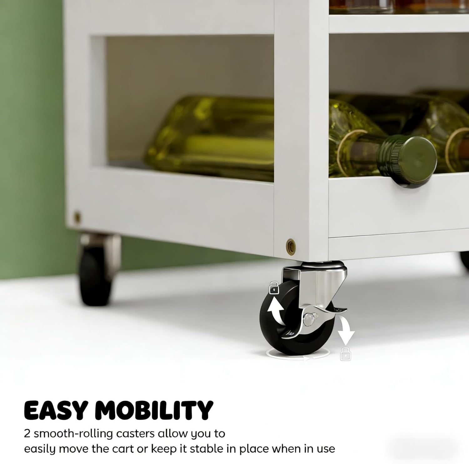 White Butcher‑Block Rolling Kitchen Cart