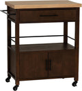 Walnut Butcher‑Block Mobile Kitchen Cart