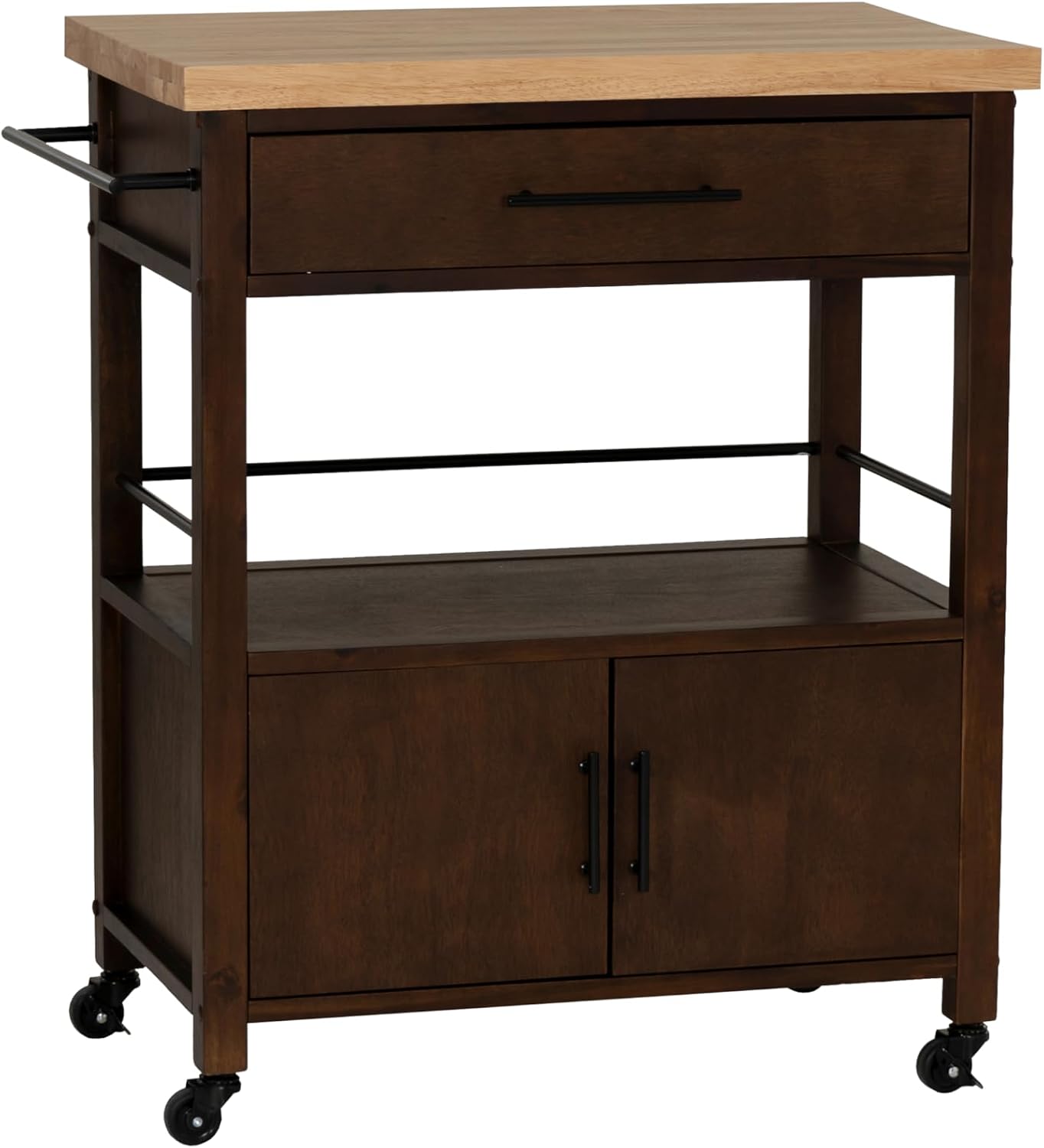 Walnut Butcher‑Block Mobile Kitchen Cart