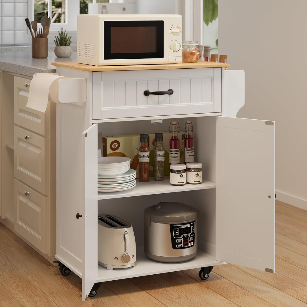 White Oak‑Top Kitchen Island Cart