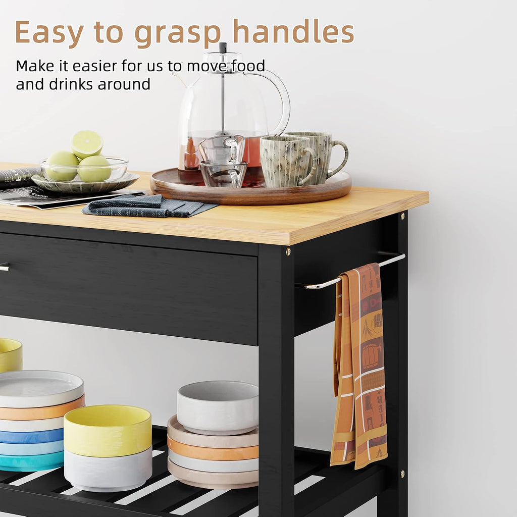Black Rolling Kitchen Island Cart