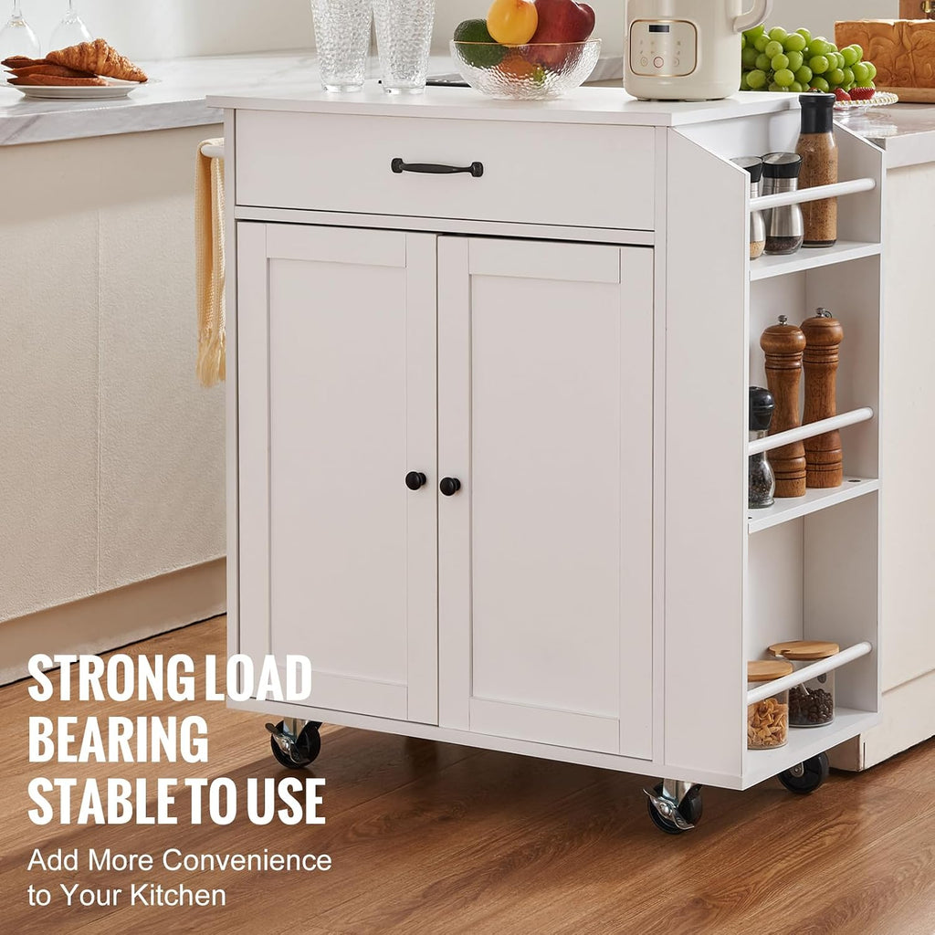 White Rolling Kitchen Island Cart