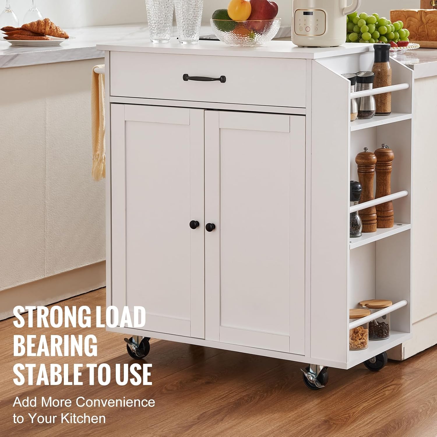 White Rolling Kitchen Island Cart
