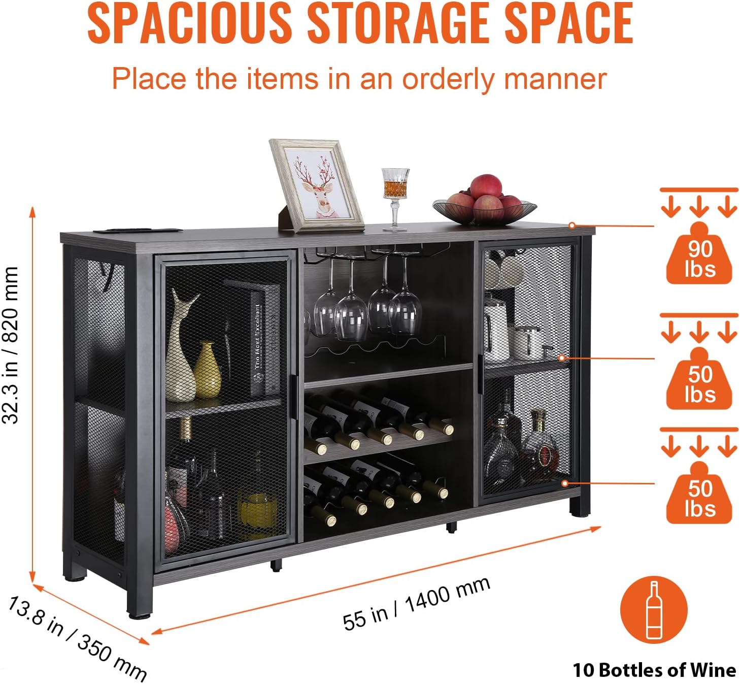 Industrial Wood Wine Bar Cabinet