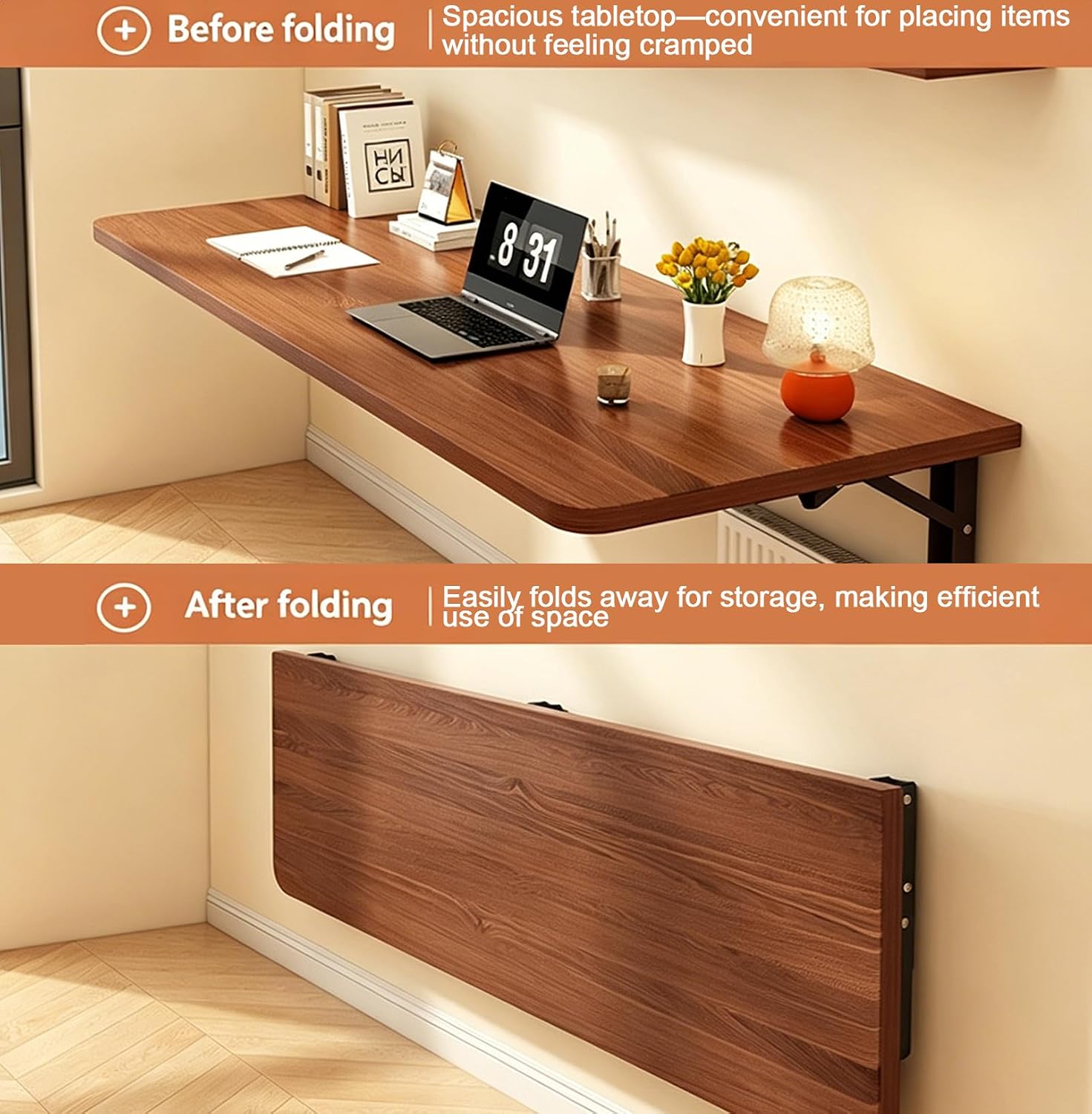 Walnut Wall Mounted Folding Desk