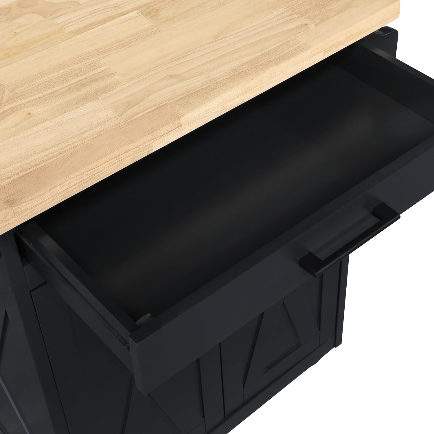 Black Farmhouse Butcher‑Block Kitchen Cart