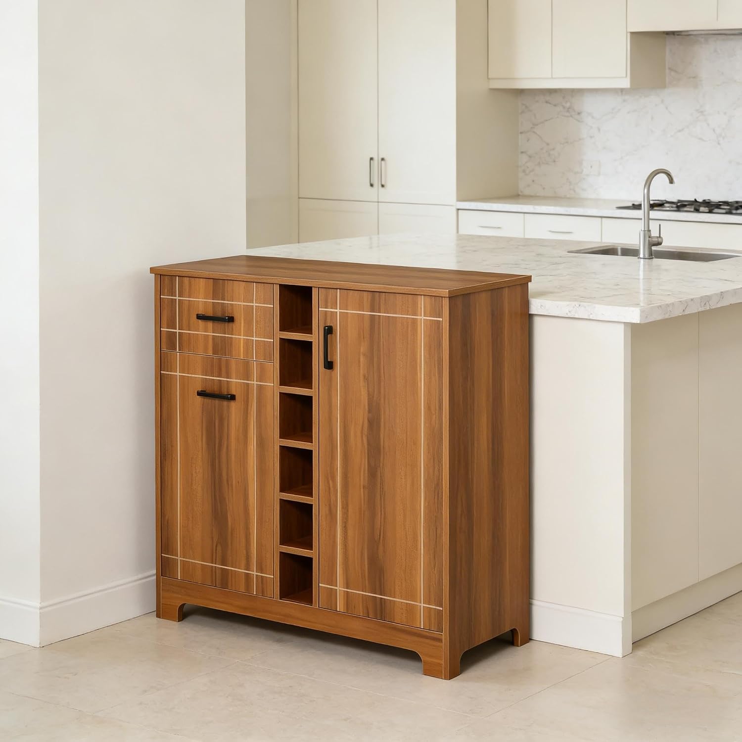 Brown Retro Wine Storage Buffet Cabinet