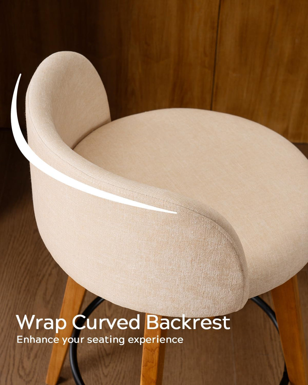 Beige Swivel Chenille Bar Stools