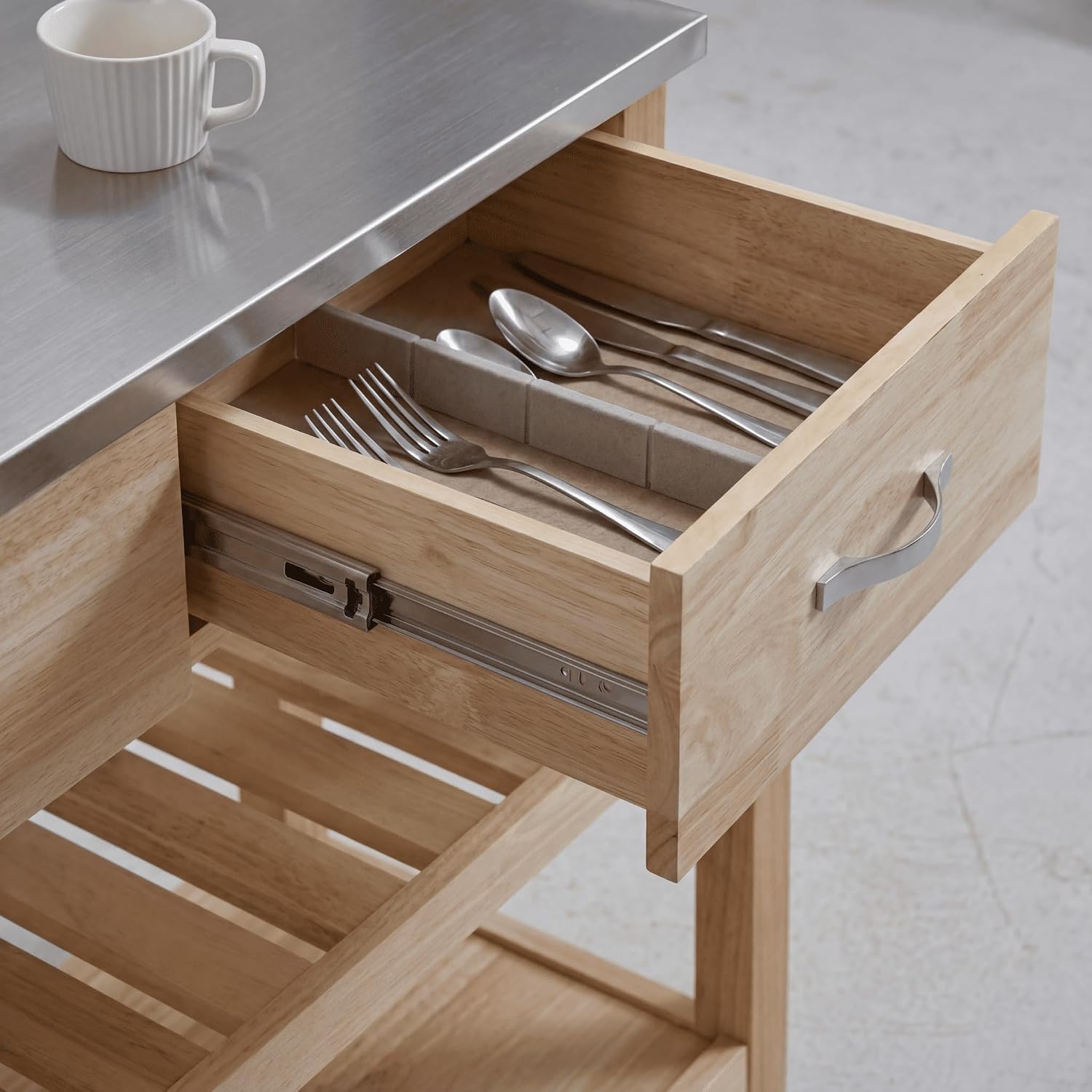 Stainless‑Steel Rolling Kitchen Island