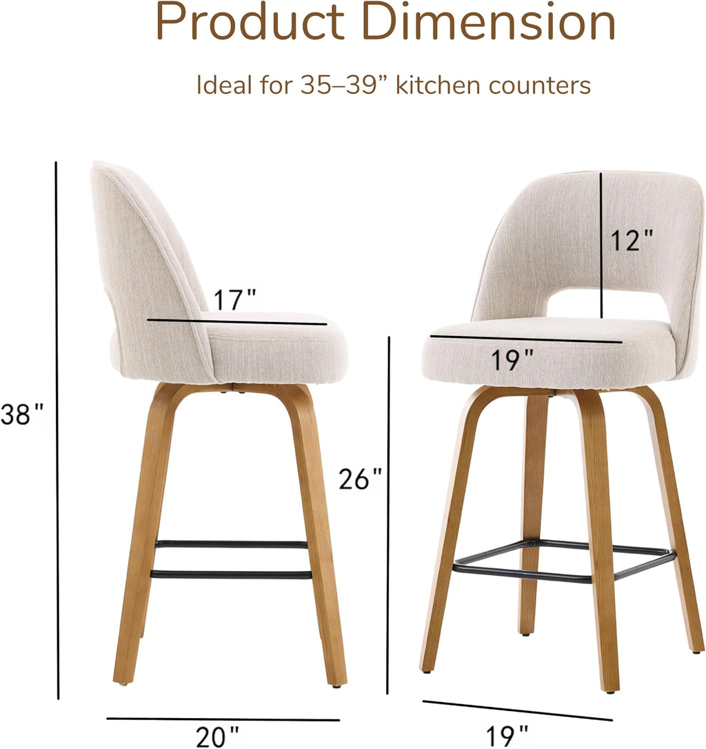 Beige Swivel Oak Bar Stools