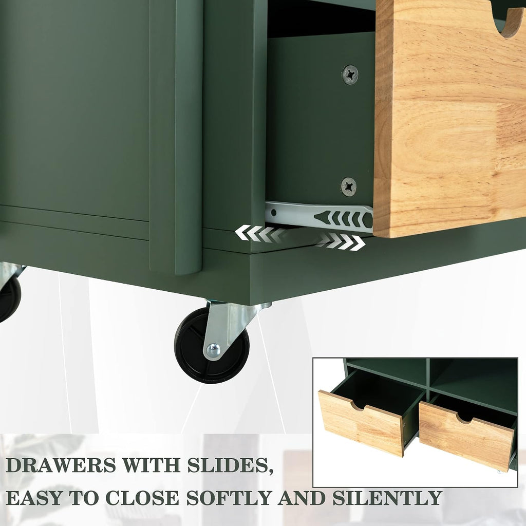 Butcher‑Block Rolling Kitchen Island Cart