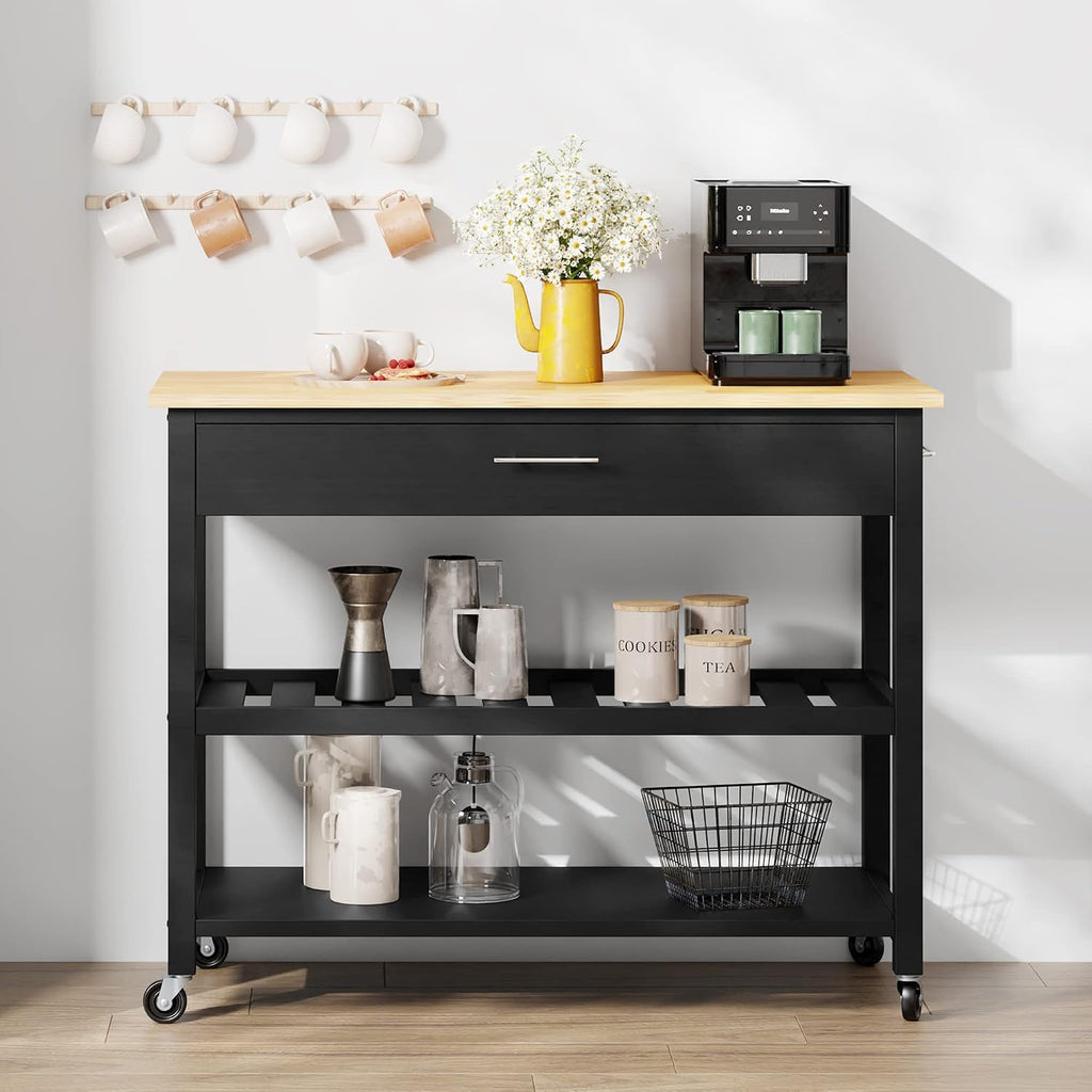 Black Rolling Kitchen Island Cart