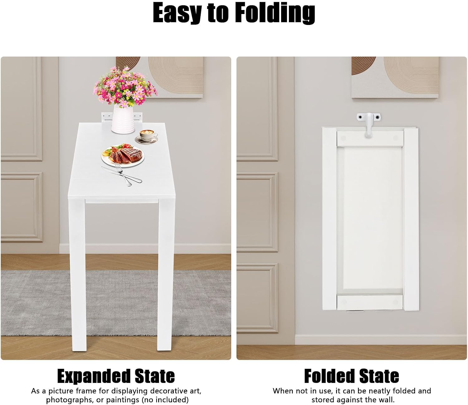 White Wall Folding Dining Table