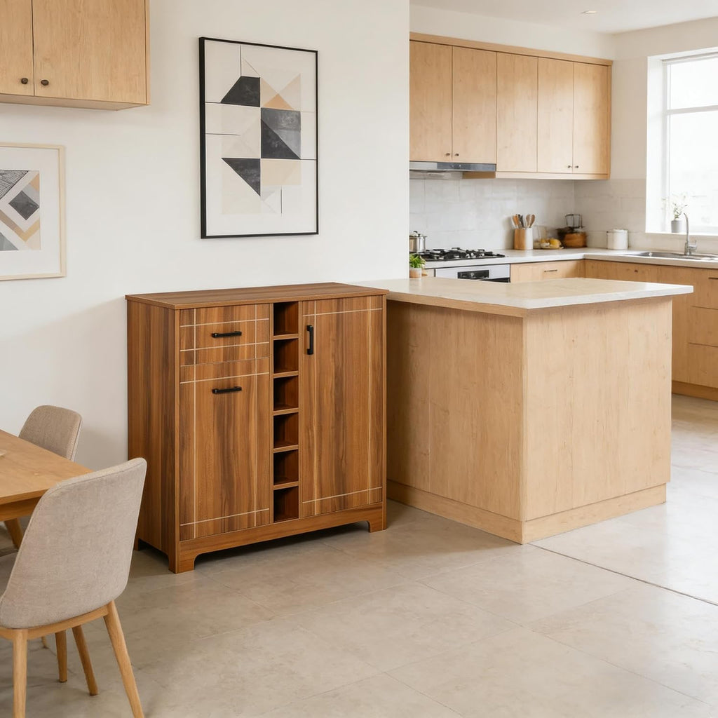 Brown Retro Wine Storage Buffet Cabinet