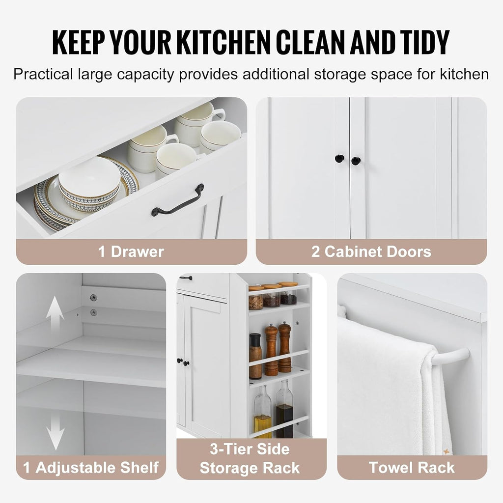 White Rolling Kitchen Island Cart