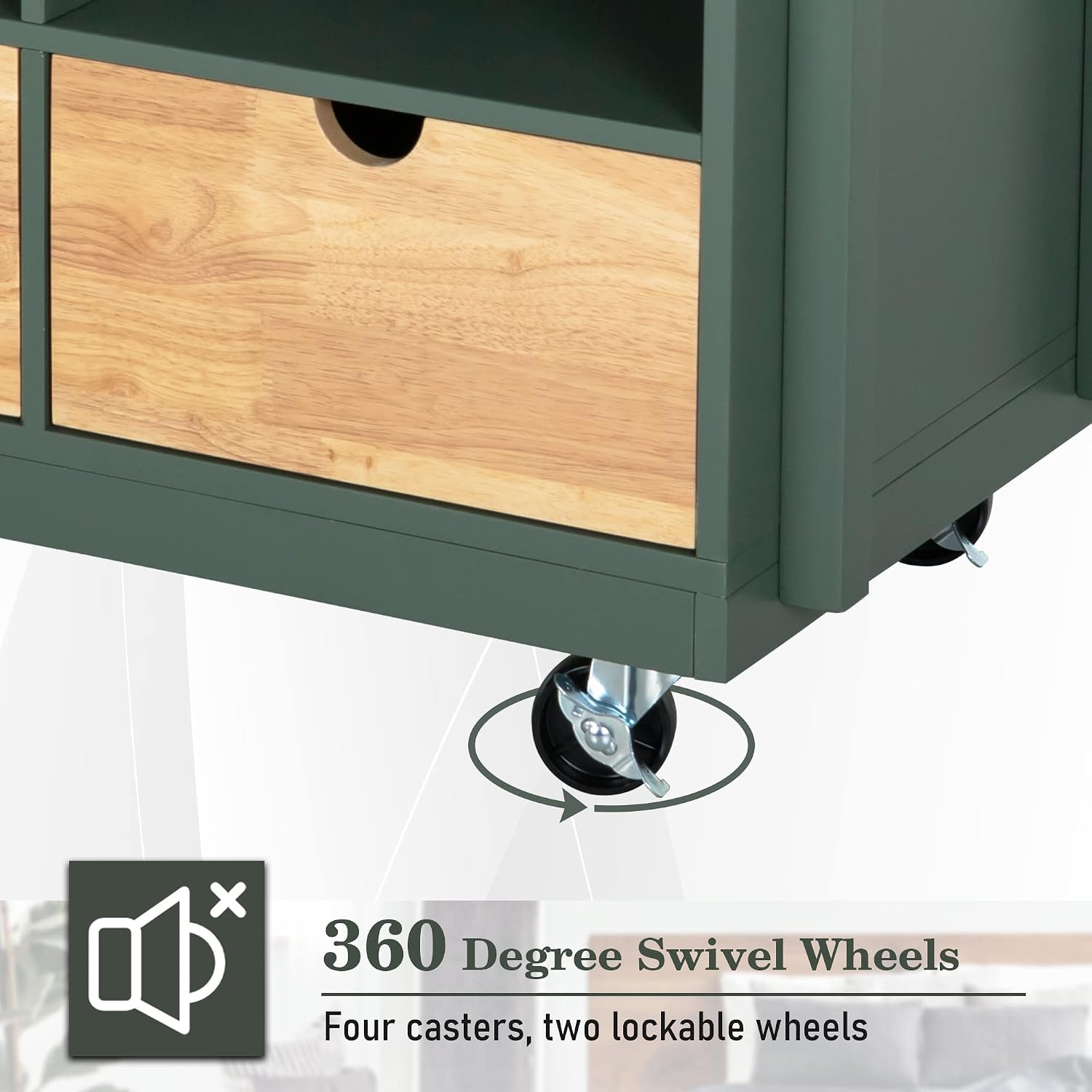 Butcher‑Block Rolling Kitchen Island Cart