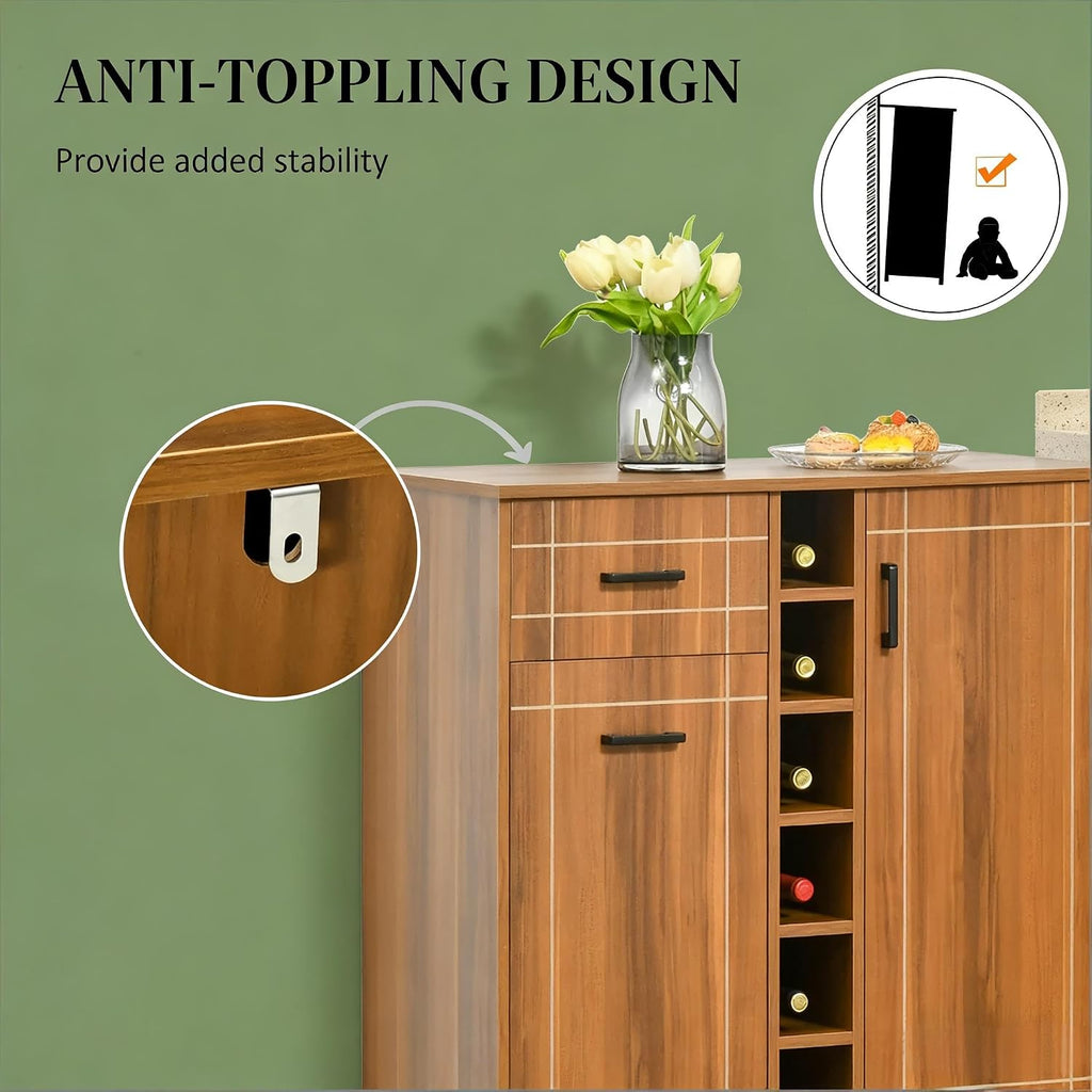 Brown Retro Wine Storage Buffet Cabinet