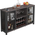 Industrial Wood Wine Bar Cabinet