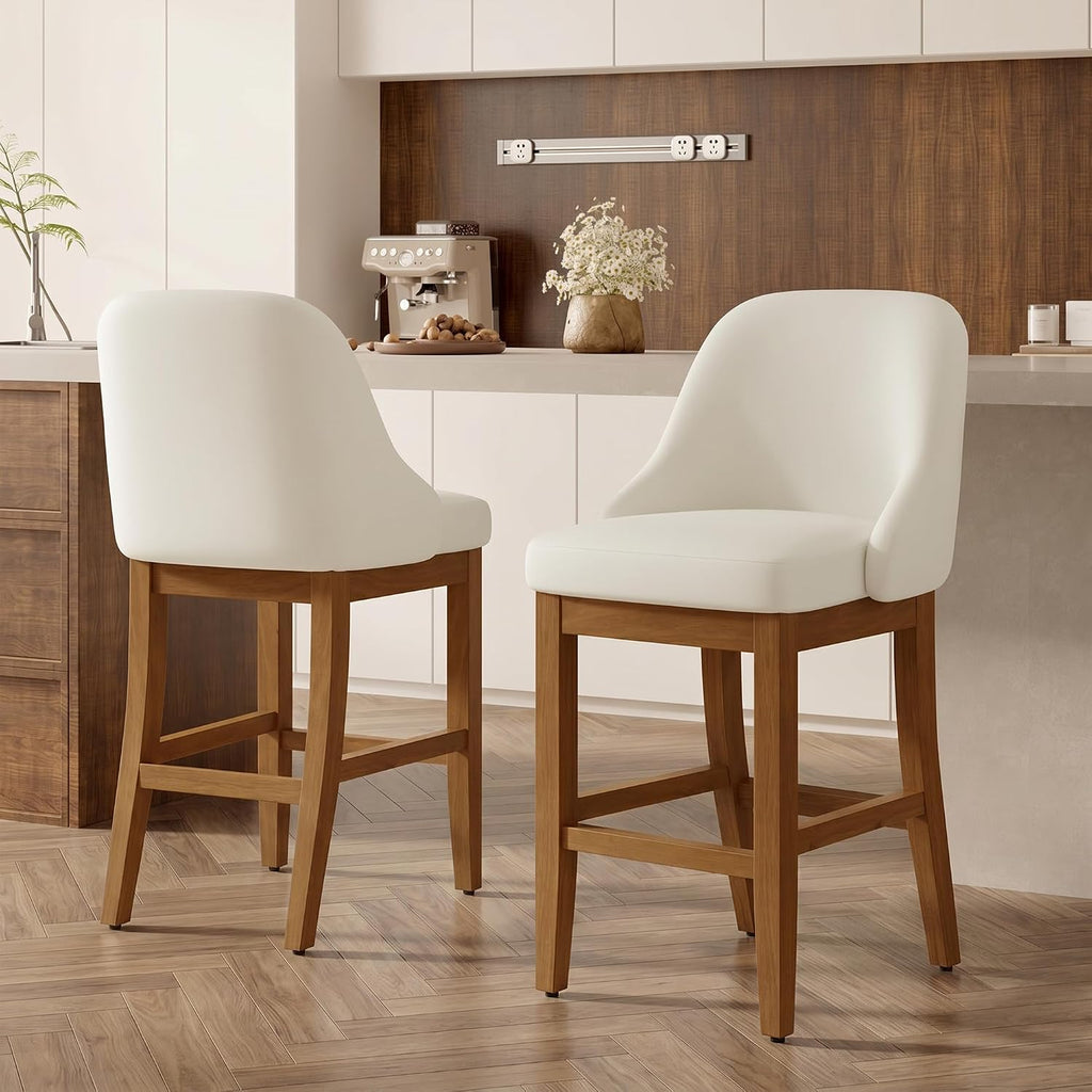 Cream Faux‑Leather Counter Bar Stools