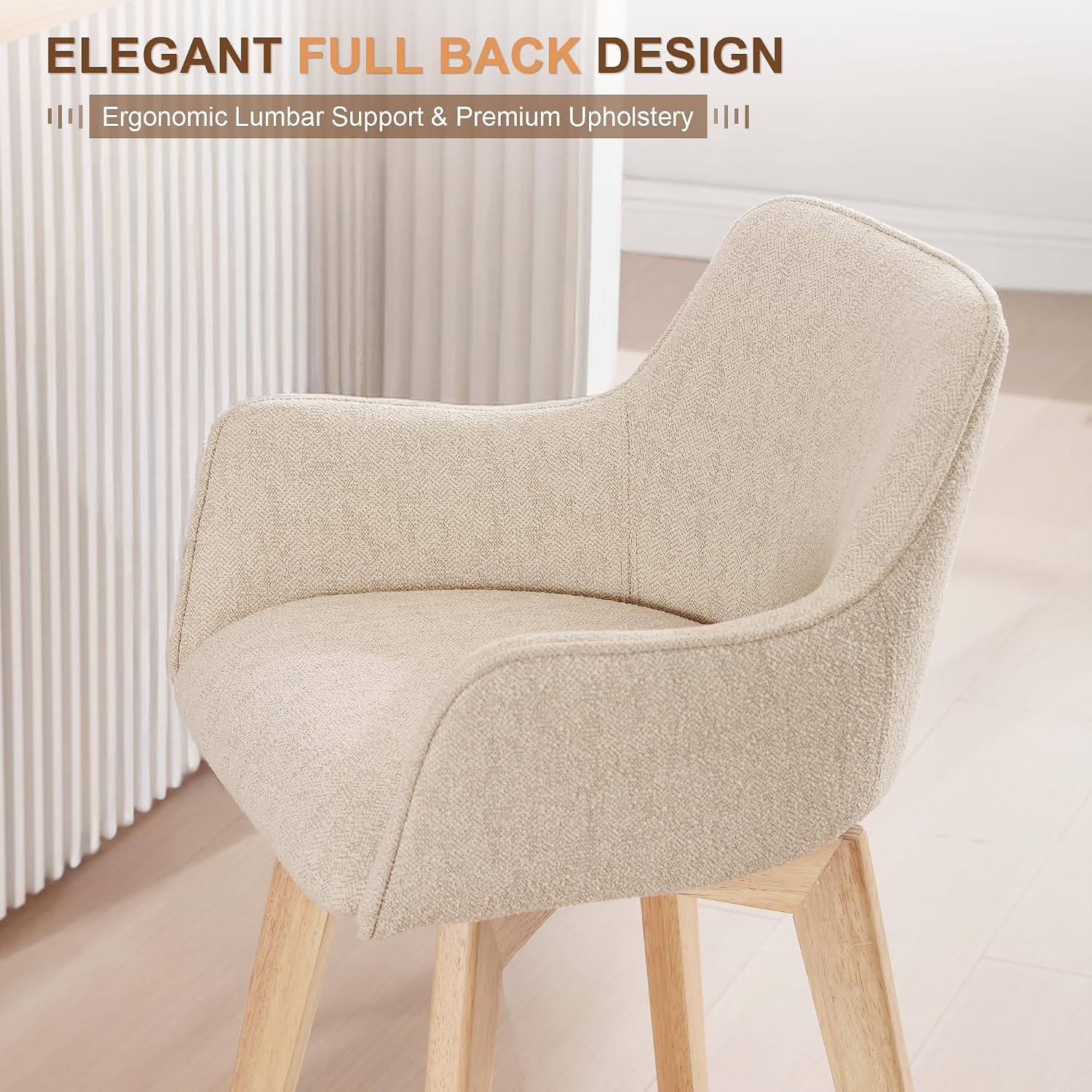 Beige Swivel Linen Counter Bar Stools
