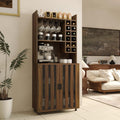 Brown Modern Tall Wine Bar Cabinet