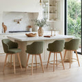 Green Swivel Linen Counter Bar Stools