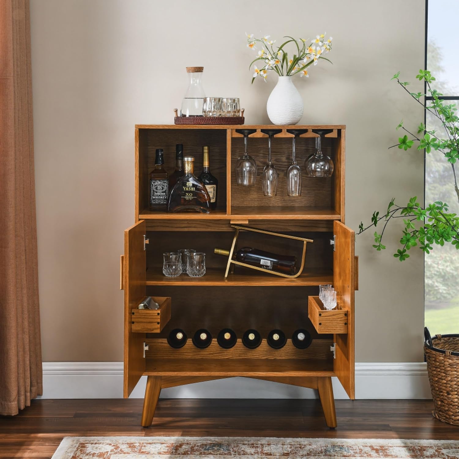 Mid‑Century Bar Storage Sideboard Cabinet