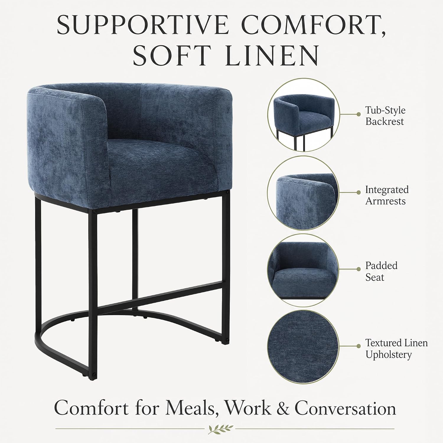 Blue Chenille Counter Bar Stools