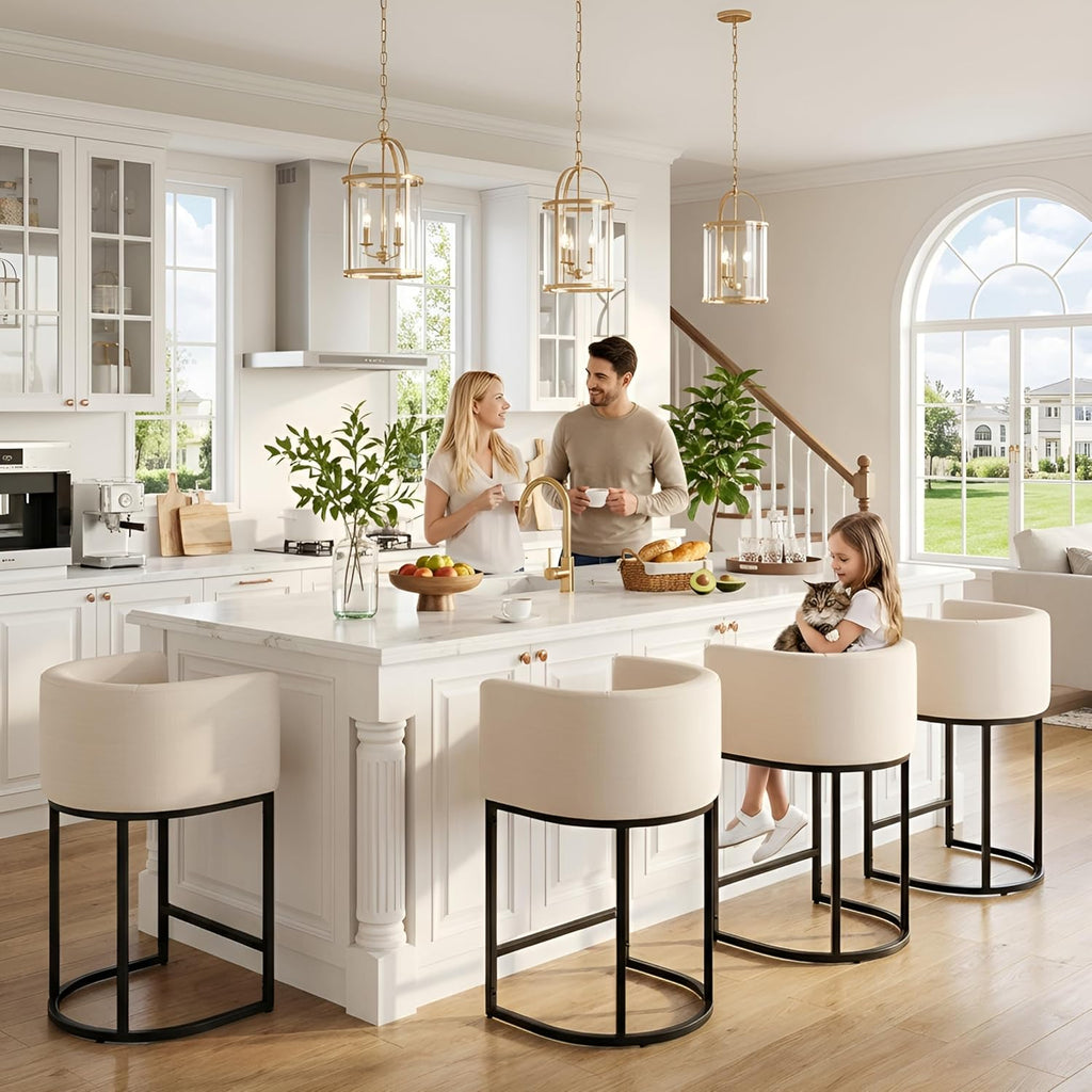 Cream Linen Counter Bar Stools