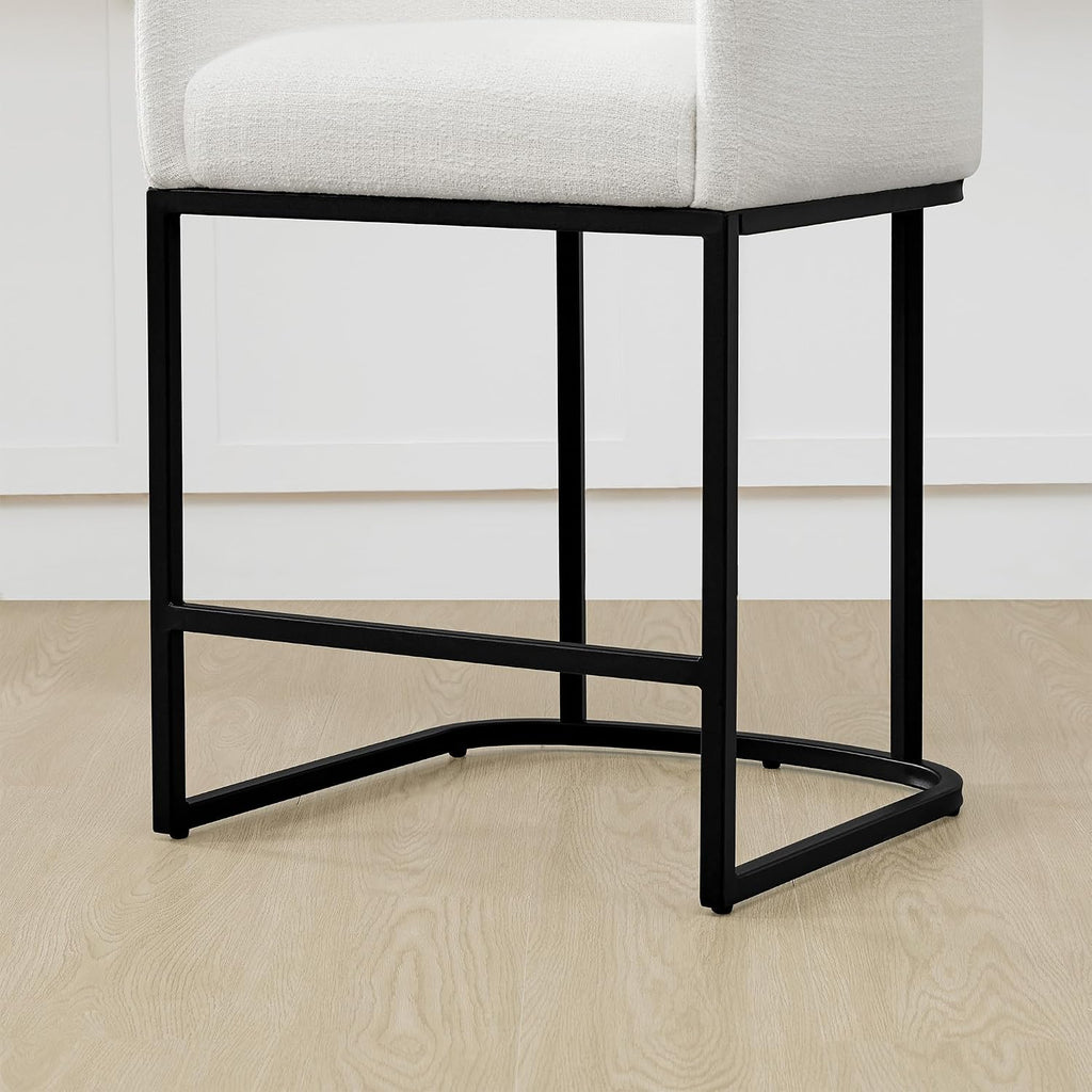 White Fabric Counter Bar Stools