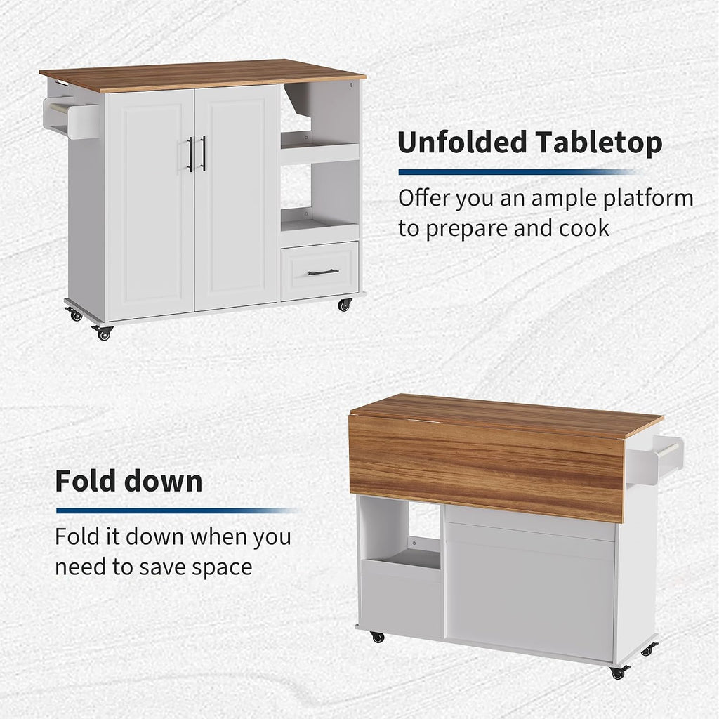 Butcher‑Block Rolling Kitchen Island Cart