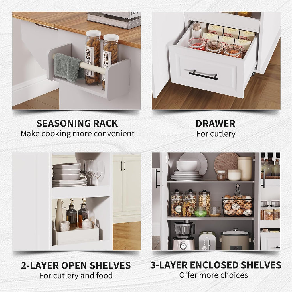 Butcher‑Block Rolling Kitchen Island Cart
