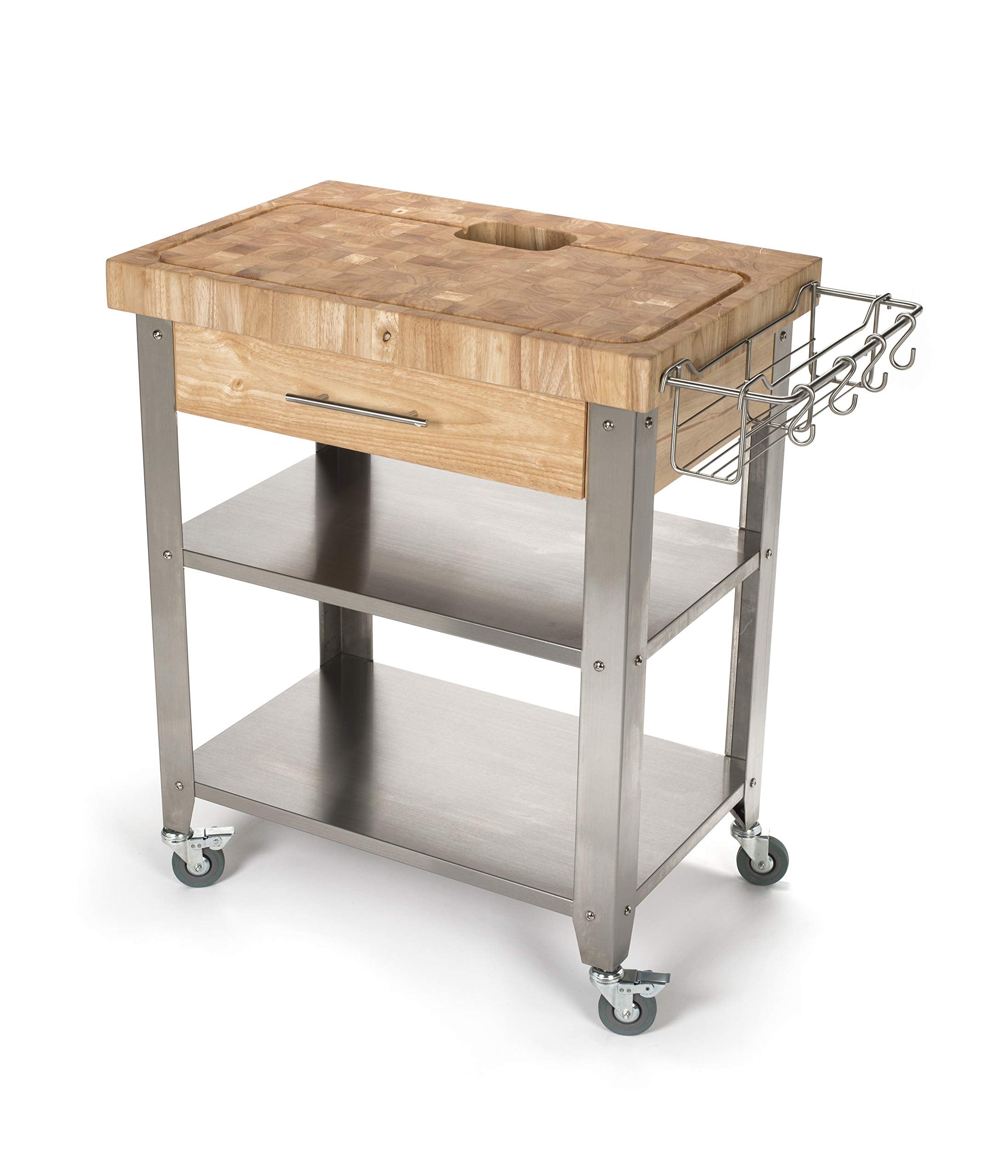 Natural Rolling Kitchen Prep Island Cart
